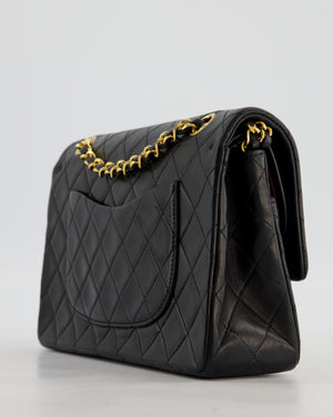 Chanel Black Vintage Medium Classic Double Flap Bag in Lambskin Leather with Gold Hardware