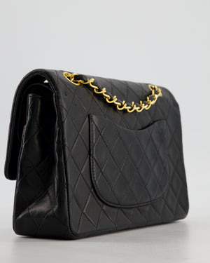 Chanel Black Vintage Medium Classic Double Flap Bag in Lambskin Leather with Gold Hardware