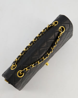 Chanel Black Vintage Medium Classic Double Flap Bag in Lambskin Leather with Gold Hardware
