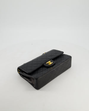 Chanel Black Vintage Medium Classic Double Flap Bag in Lambskin Leather with Gold Hardware