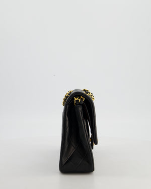 Chanel Black Vintage Medium Classic Double Flap Bag in Lambskin Leather with Gold Hardware