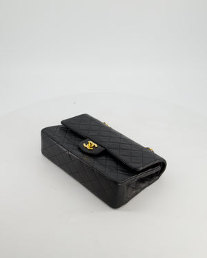 Chanel Black Vintage Medium Classic Double Flap Bag in Lambskin Leather with Gold Hardware