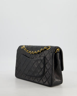 Chanel Black Vintage Medium Classic Double Flap Bag in Lambskin Leather with Gold Hardware