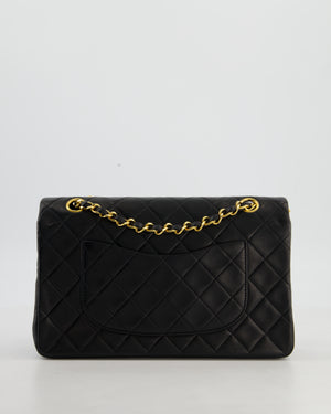 Chanel Black Vintage Medium Classic Double Flap Bag in Lambskin Leather with Gold Hardware