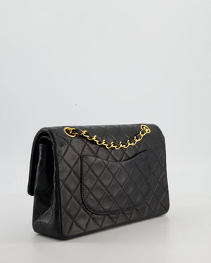 Chanel Black Vintage Medium Classic Double Flap Bag in Lambskin Leather with Gold Hardware