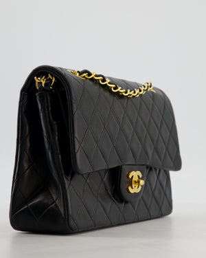Chanel Black Vintage Medium Classic Double Flap Bag in Lambskin Leather with Gold Hardware