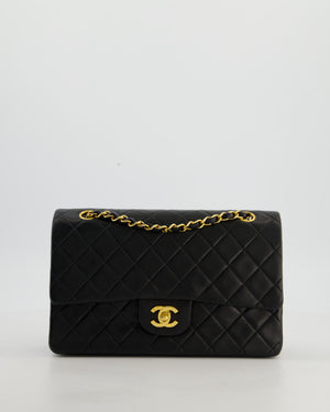 Chanel Black Vintage Medium Classic Double Flap Bag in Lambskin Leather with Gold Hardware