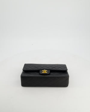 Chanel Black Vintage Medium Classic Double Flap Bag in Lambskin Leather with Gold Hardware