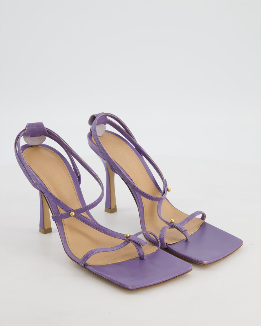 Bottega Veneta Purple Heels Sandals Shoes with Square Toes EU 37.5
