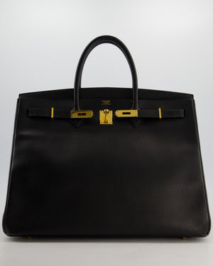 *RARE* Hermès Birkin 40 Retourne Bag in Black Ardennes Leather with Gold Hardware