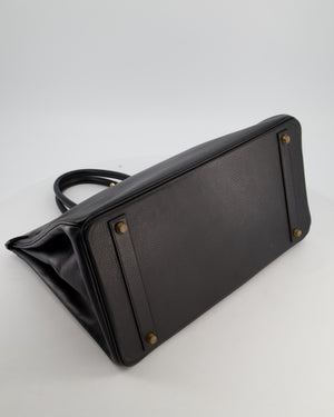 *RARE* Hermès Birkin 40 Retourne Bag in Black Ardennes Leather with Gold Hardware