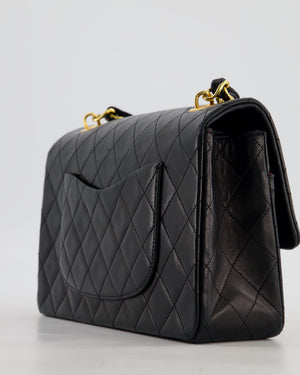 *RARE* Chanel Black Vintage Medium Single Flap Bag in Lambskin Leather with 24K Gold Chain Top Handle