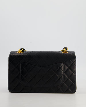 *RARE* Chanel Black Vintage Medium Single Flap Bag in Lambskin Leather with 24K Gold Chain Top Handle