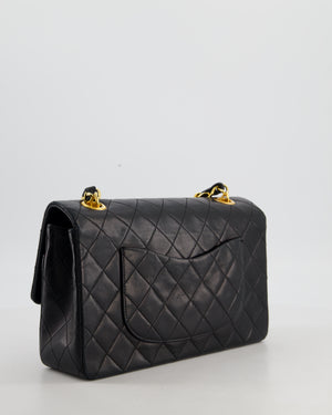 *RARE* Chanel Black Vintage Medium Single Flap Bag in Lambskin Leather with 24K Gold Chain Top Handle
