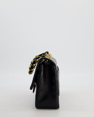 *RARE* Chanel Black Vintage Medium Single Flap Bag in Lambskin Leather with 24K Gold Chain Top Handle