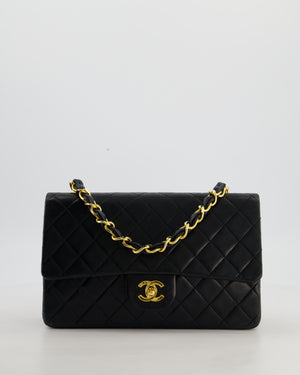*RARE* Chanel Black Vintage Medium Single Flap Bag in Lambskin Leather with 24K Gold Chain Top Handle