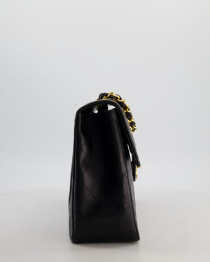 *STUNNING CONDITION* Chanel Vintage Black XL Jumbo Single Classic Flap Bag in Lambskin Leather with 24K Gold Hardware