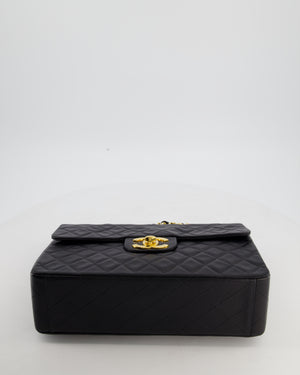 *STUNNING CONDITION* Chanel Vintage Black XL Jumbo Single Classic Flap Bag in Lambskin Leather with 24K Gold Hardware