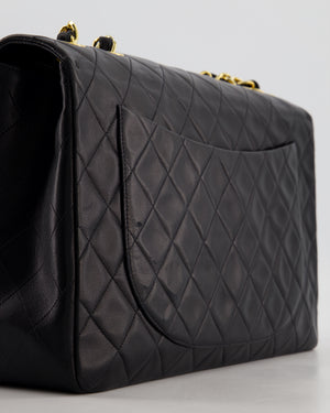*STUNNING CONDITION* Chanel Vintage Black XL Jumbo Single Classic Flap Bag in Lambskin Leather with 24K Gold Hardware