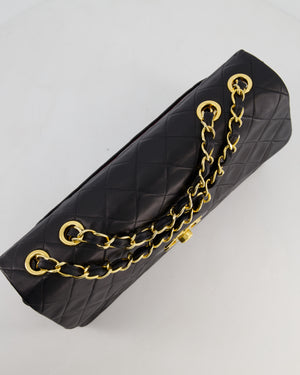 *STUNNING CONDITION* Chanel Vintage Black XL Jumbo Single Classic Flap Bag in Lambskin Leather with 24K Gold Hardware