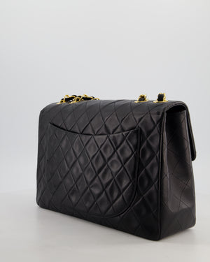 *STUNNING CONDITION* Chanel Vintage Black XL Jumbo Single Classic Flap Bag in Lambskin Leather with 24K Gold Hardware