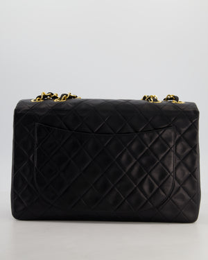 *STUNNING CONDITION* Chanel Vintage Black XL Jumbo Single Classic Flap Bag in Lambskin Leather with 24K Gold Hardware