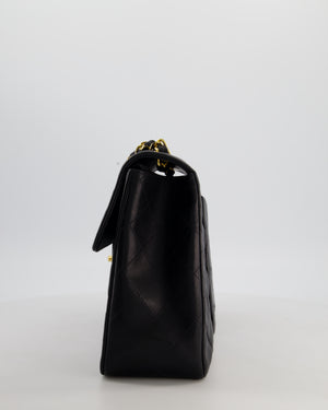 *STUNNING CONDITION* Chanel Vintage Black XL Jumbo Single Classic Flap Bag in Lambskin Leather with 24K Gold Hardware
