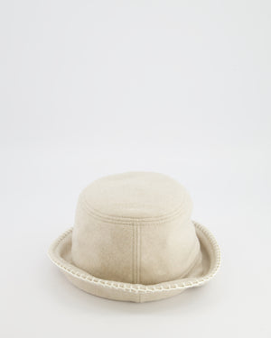 Hermès Corde, Ecru Wool and Cashmere Harper Point Avalon Bucket Hat Size 57 RRP £760