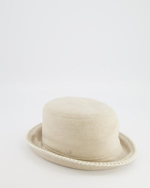 Hermès Corde, Ecru Wool and Cashmere Harper Point Avalon Bucket Hat Size 57 RRP £760