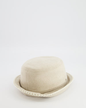 Hermès Corde, Ecru Wool and Cashmere Harper Point Avalon Bucket Hat Size 57 RRP £760