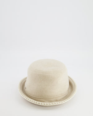 Hermès Corde, Ecru Wool and Cashmere Harper Point Avalon Bucket Hat Size 57 RRP £760