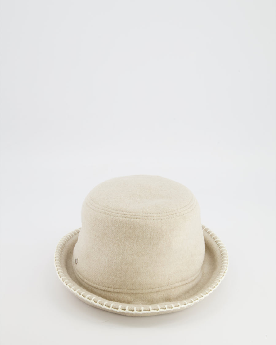 Hermès Corde, Ecru Wool and Cashmere Harper Point Avalon Bucket Hat Size 57 RRP £760