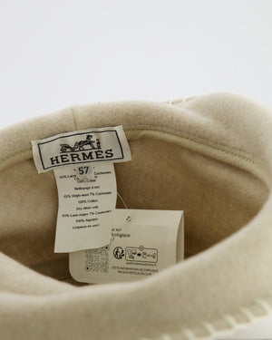 Hermès Corde, Ecru Wool and Cashmere Harper Point Avalon Bucket Hat Size 57 RRP £760