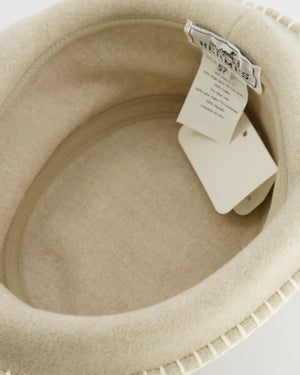 Hermès Corde, Ecru Wool and Cashmere Harper Point Avalon Bucket Hat Size 57 RRP £760