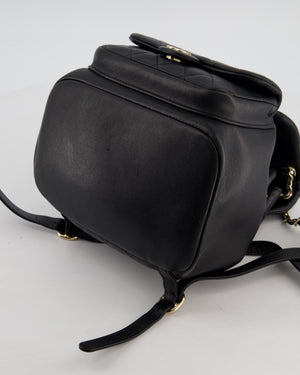 Chanel Black Calfskin Quilted Leather Backpack with Champagne Gold Hardware