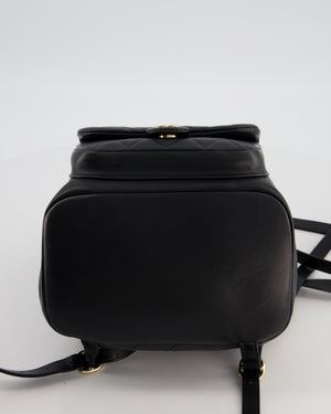 Chanel Black Calfskin Quilted Leather Backpack with Champagne Gold Hardware