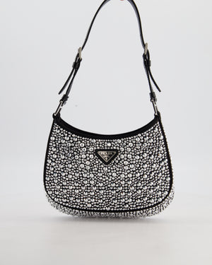 Prada Black Cleo Small Bag with in Satin with Rhinestone Details RRP £2,000