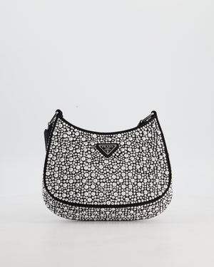 Prada Black Cleo Small Bag with in Satin with Rhinestone Details RRP £2,000