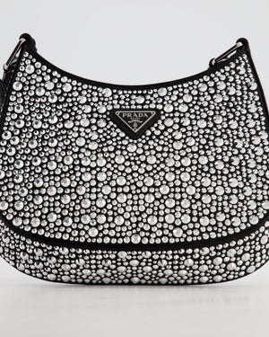 Prada Black Cleo Small Bag with in Satin with Rhinestone Details RRP £2,000