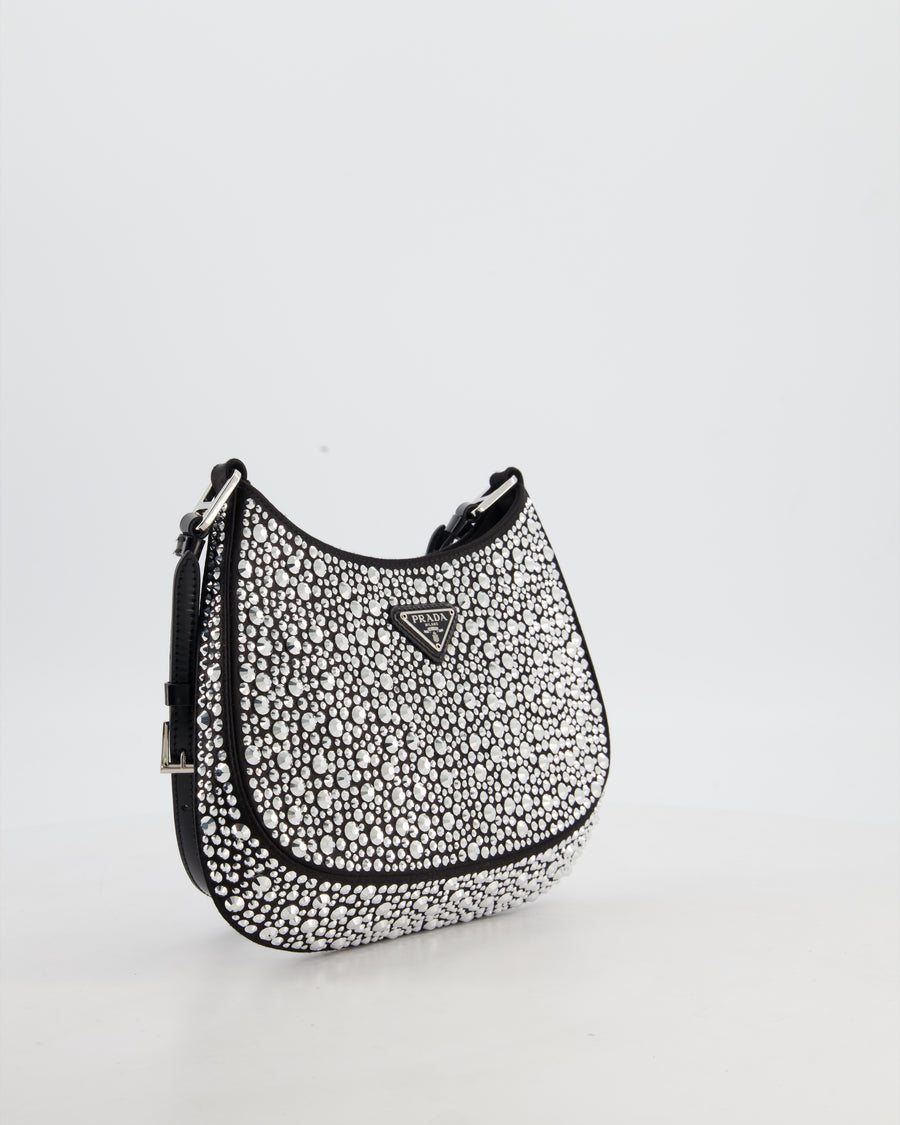 Prada Black Cleo Small Bag with in Satin with Rhinestone Details RRP £2,000
