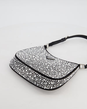 Prada Black Cleo Small Bag with in Satin with Rhinestone Details RRP £2,000