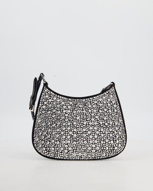 Prada Black Cleo Small Bag with in Satin with Rhinestone Details RRP £2,000