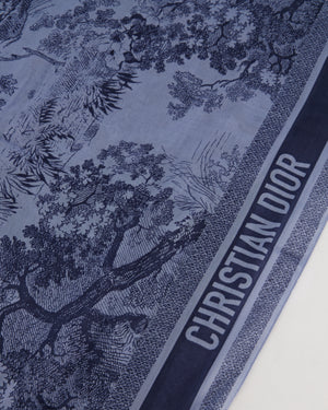 Christian Dior Silk Toile De Jouy Sauvage Square Scarf with Animal Print Detail