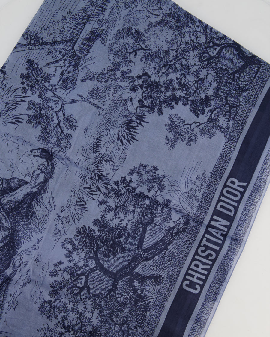 Christian Dior Silk Toile De Jouy Sauvage Square Scarf with Animal Print Detail