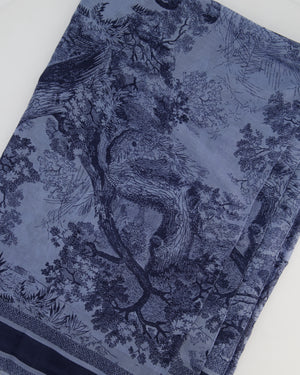 Christian Dior Silk Toile De Jouy Sauvage Square Scarf with Animal Print Detail