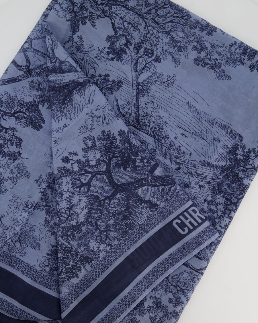 Christian Dior Silk Toile De Jouy Sauvage Square Scarf with Animal Print Detail
