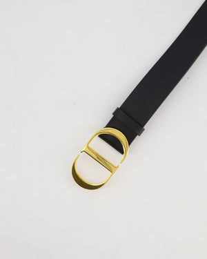 Christian Dior 30 Montaigne Belt in Black Calfskin Leather with Gold CD Logo Buckle