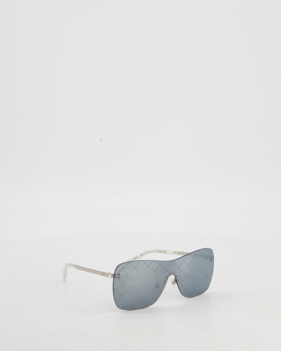 Chanel Shield Style Mirrored Sunglasses with CC Logo