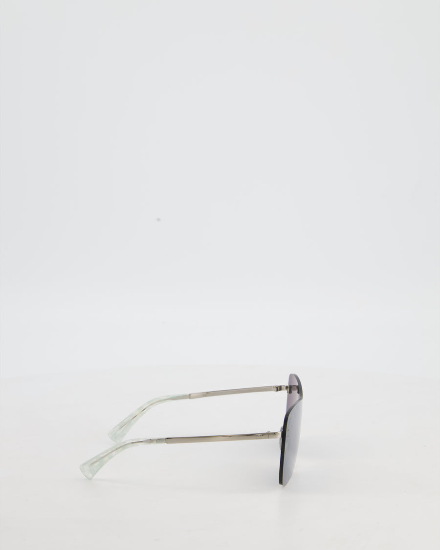 Chanel Shield Style Mirrored Sunglasses with CC Logo