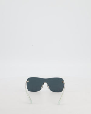 Chanel Shield Style Mirrored Sunglasses with CC Logo